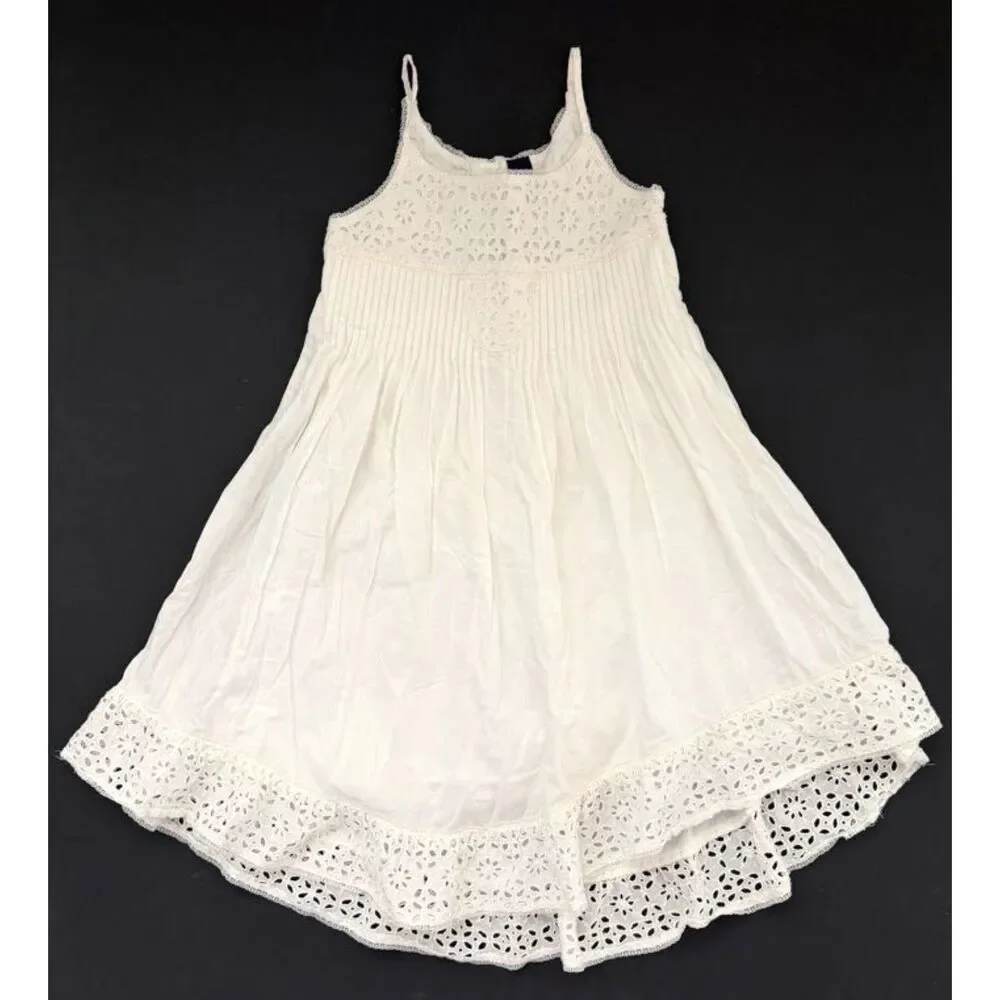 GAP Cream Lace-Trim Spaghetti Strap Casual Dress